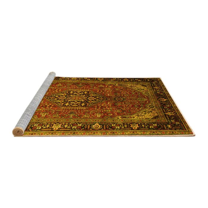 Sideview of Machine Washable Persian Yellow Traditional Rug, wshtr298yw