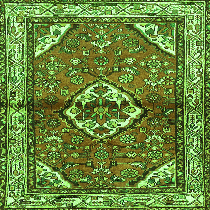Round Machine Washable Persian Green Traditional Area Rugs, wshtr2990grn