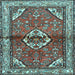 Square Persian Light Blue Traditional Rug, tr2990lblu