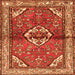 Round Machine Washable Persian Orange Traditional Area Rugs, wshtr2990org