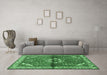 Machine Washable Persian Emerald Green Traditional Area Rugs in a Living Room,, wshtr2990emgrn