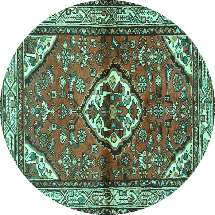 Round Persian Turquoise Traditional Rug, tr2990turq