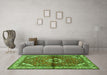 Machine Washable Persian Green Traditional Area Rugs in a Living Room,, wshtr2990grn