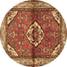 Round Persian Brown Traditional Rug, tr2990brn