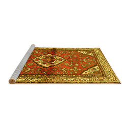 Sideview of Machine Washable Persian Yellow Traditional Rug, wshtr2990yw