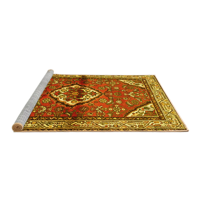 Sideview of Machine Washable Persian Yellow Traditional Rug, wshtr2990yw