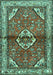 Machine Washable Persian Turquoise Traditional Area Rugs, wshtr2990turq