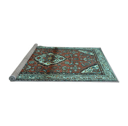 Sideview of Machine Washable Persian Light Blue Traditional Rug, wshtr2990lblu