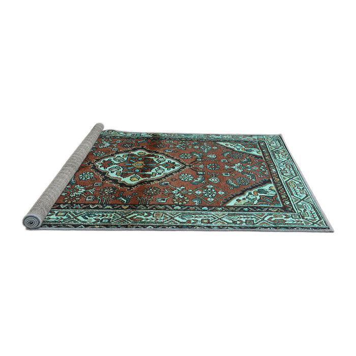 Sideview of Machine Washable Persian Light Blue Traditional Rug, wshtr2990lblu