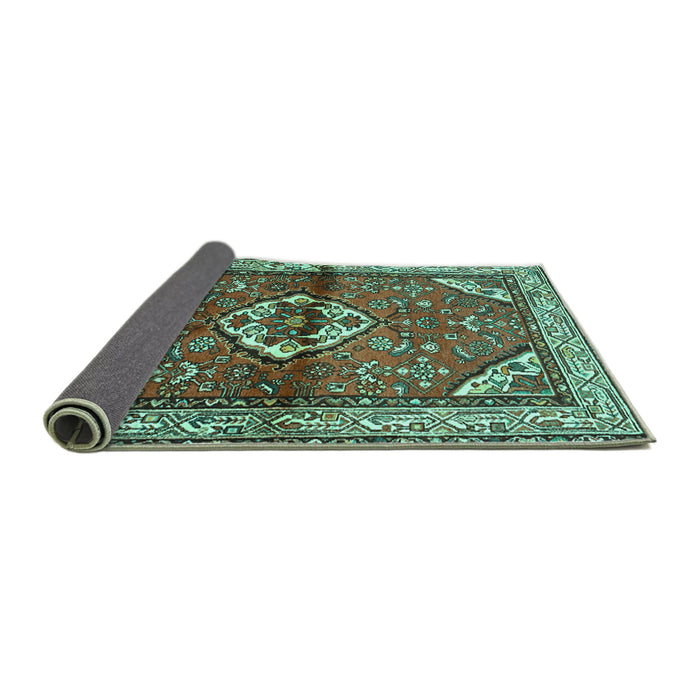 Sideview of Persian Turquoise Traditional Rug, tr2990turq