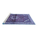 Sideview of Machine Washable Persian Blue Traditional Rug, wshtr2990blu