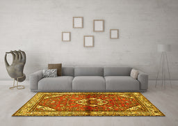 Machine Washable Persian Yellow Traditional Rug in a Living Room, wshtr2990yw