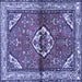 Square Machine Washable Persian Blue Traditional Rug, wshtr2990blu