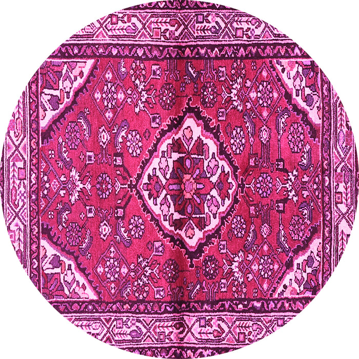 Round Machine Washable Persian Pink Traditional Rug, wshtr2990pnk