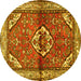 Round Persian Yellow Traditional Rug, tr2990yw