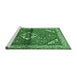 Sideview of Machine Washable Persian Emerald Green Traditional Area Rugs, wshtr2990emgrn