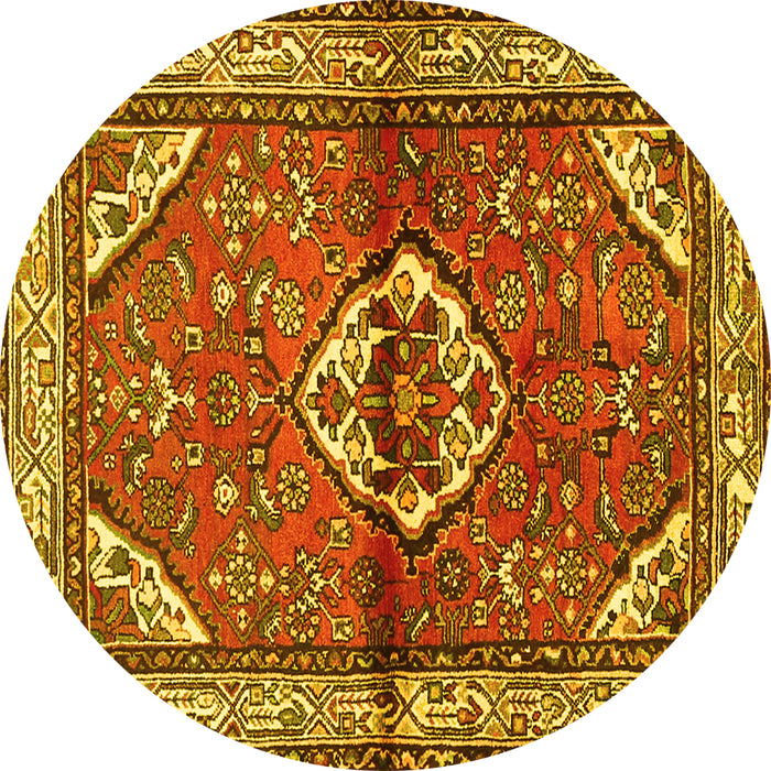 Round Machine Washable Persian Yellow Traditional Rug, wshtr2990yw