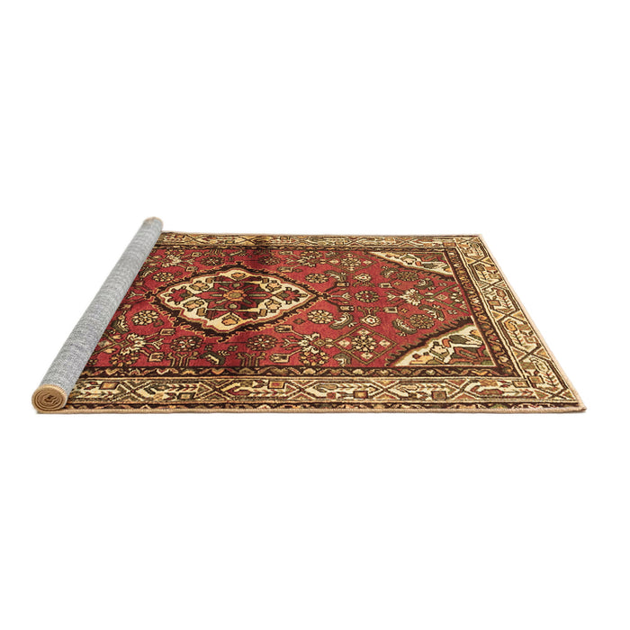 Sideview of Machine Washable Persian Brown Traditional Rug, wshtr2990brn