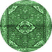 Round Persian Emerald Green Traditional Rug, tr2990emgrn