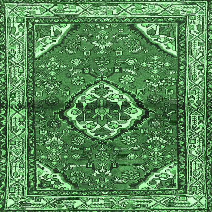 Square Machine Washable Persian Emerald Green Traditional Area Rugs, wshtr2990emgrn