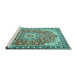 Sideview of Machine Washable Persian Turquoise Traditional Area Rugs, wshtr2991turq