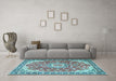 Machine Washable Persian Light Blue Traditional Rug in a Living Room, wshtr2991lblu