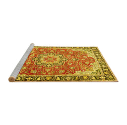 Sideview of Machine Washable Persian Yellow Traditional Rug, wshtr2991yw