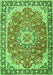 Serging Thickness of Machine Washable Persian Green Traditional Area Rugs, wshtr2991grn