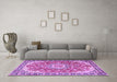 Machine Washable Persian Purple Traditional Area Rugs in a Living Room, wshtr2991pur