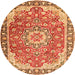 Machine Washable Persian Orange Traditional Area Rugs, wshtr2991org