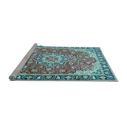 Sideview of Machine Washable Persian Light Blue Traditional Rug, wshtr2991lblu
