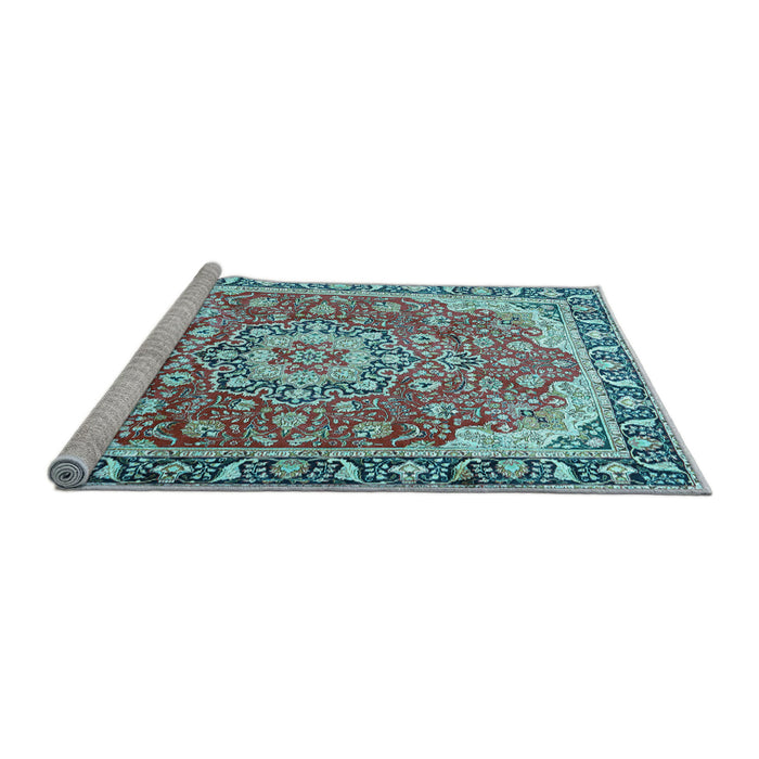 Sideview of Machine Washable Persian Light Blue Traditional Rug, wshtr2991lblu