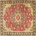 Square Machine Washable Persian Brown Traditional Rug, wshtr2991brn