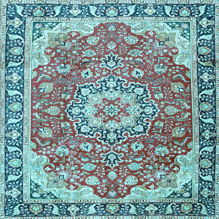 Square Machine Washable Persian Light Blue Traditional Rug, wshtr2991lblu