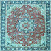 Square Machine Washable Persian Light Blue Traditional Rug, wshtr2991lblu