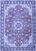 Machine Washable Persian Blue Traditional Rug, wshtr2991blu