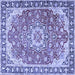 Square Machine Washable Persian Blue Traditional Rug, wshtr2991blu