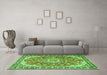 Machine Washable Persian Green Traditional Area Rugs in a Living Room,, wshtr2991grn