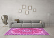 Machine Washable Persian Pink Traditional Rug in a Living Room, wshtr2991pnk