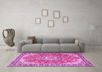 Machine Washable Persian Pink Traditional Rug, wshtr2991pnk