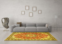 Machine Washable Persian Yellow Traditional Rug, wshtr2991yw