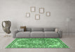 Machine Washable Persian Emerald Green Traditional Area Rugs in a Living Room,, wshtr2991emgrn