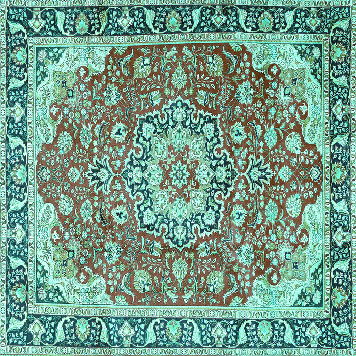 Square Persian Turquoise Traditional Rug, tr2991turq