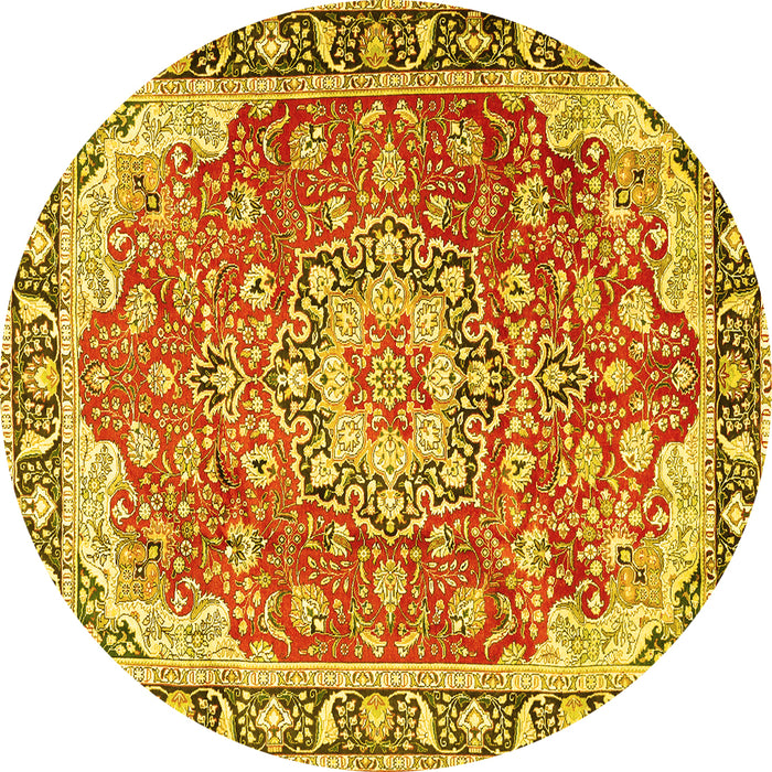 Round Persian Yellow Traditional Rug, tr2991yw