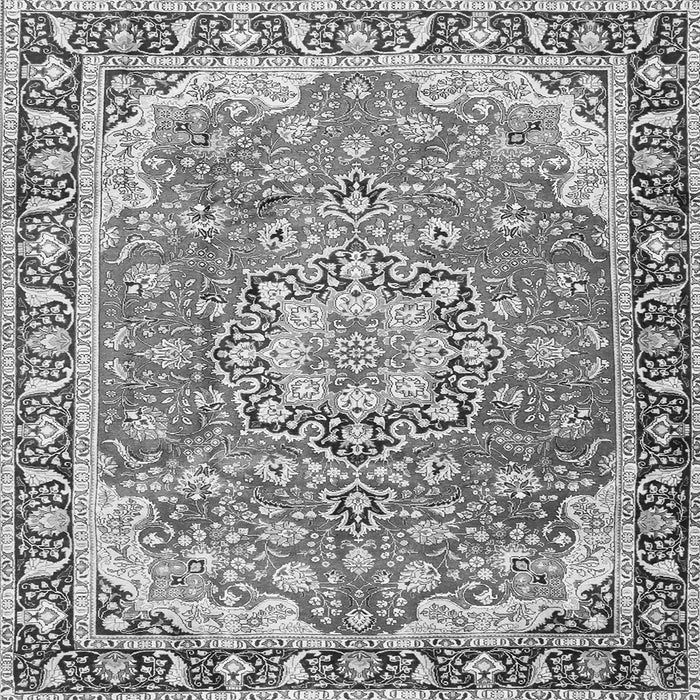 Round Machine Washable Persian Gray Traditional Rug, wshtr2991gry