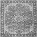 Round Machine Washable Persian Gray Traditional Rug, wshtr2991gry