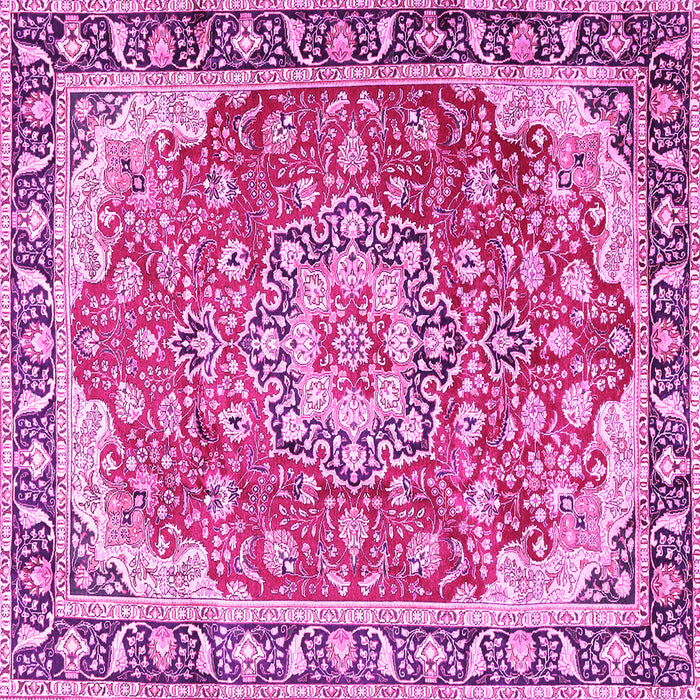 Square Machine Washable Persian Pink Traditional Rug, wshtr2991pnk