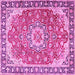 Square Machine Washable Persian Pink Traditional Rug, wshtr2991pnk