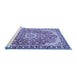 Sideview of Machine Washable Persian Blue Traditional Rug, wshtr2991blu