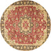 Round Machine Washable Persian Brown Traditional Rug, wshtr2991brn